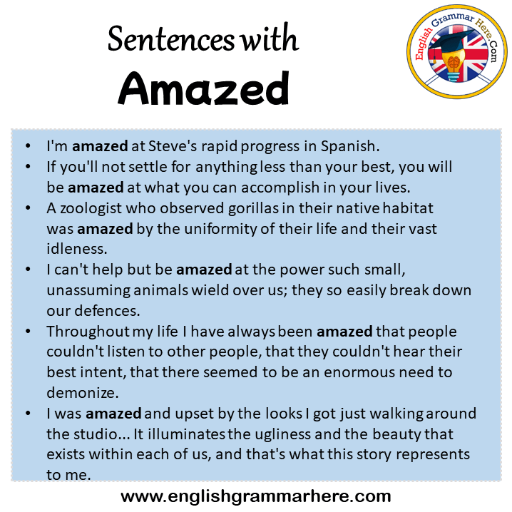 Sentences with Amazed, Amazed in a Sentence in English, Sentences For Amazed