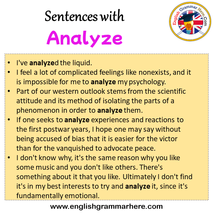Sentences with Analyze, Analyze in a Sentence in English, Sentences For Analyze