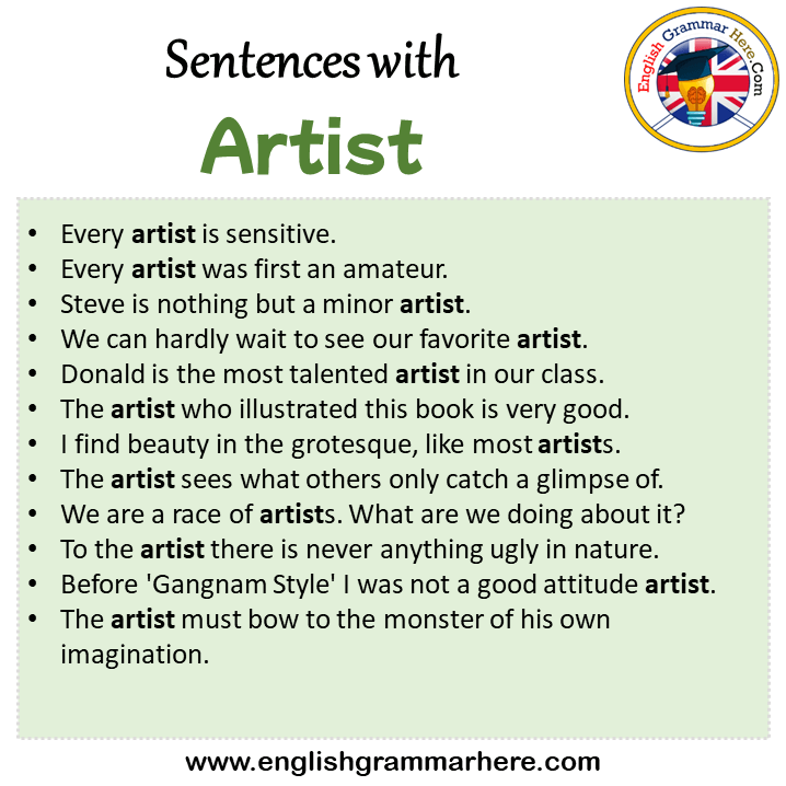 Sentence Example Of Artist