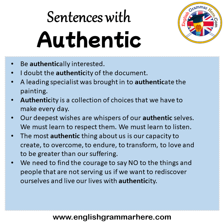 Sentences with Authentic, Authentic in a Sentence in English, Sentences For Authentic
