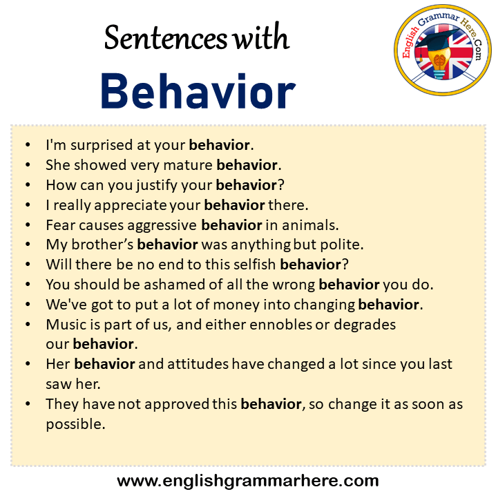 Sentences with Behavior, Behavior in a Sentence in English, Sentences For Behavior