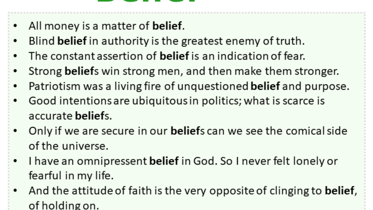 Sentences with Belief, Belief in a Sentence in English, Sentences For  Belief - English Grammar Here