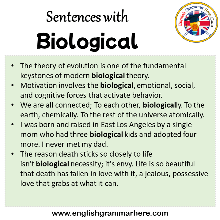 Sentences with Biological, Biological in a Sentence in English, Sentences For Biological