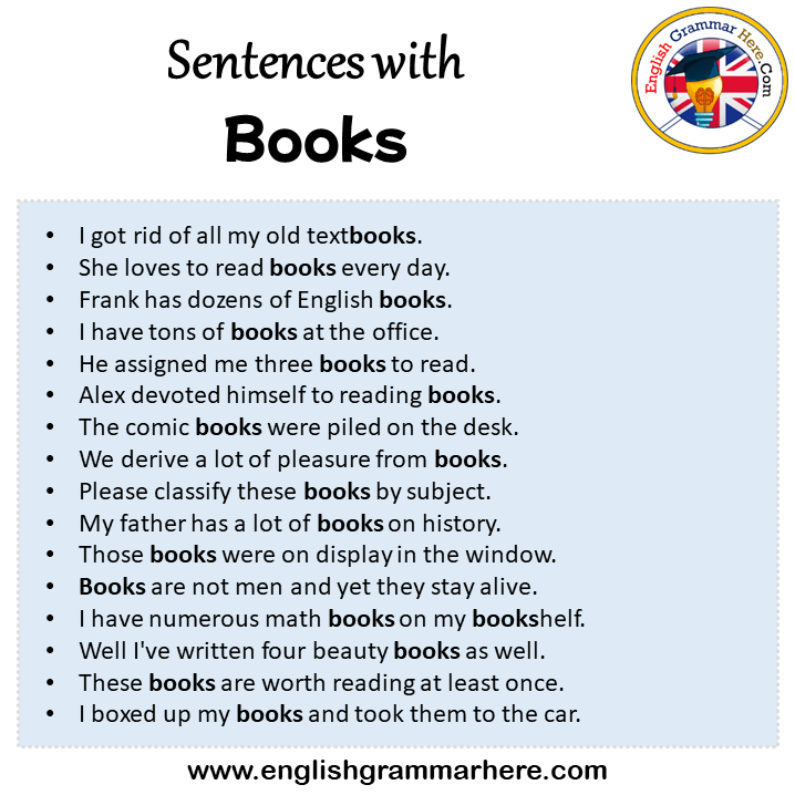 Sentences with Books, Books in a Sentence in English, Sentences For Books