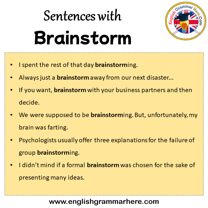 Sentences with Brainstorm, Brainstorm in a Sentence in English, Sentences For Brainstorm
