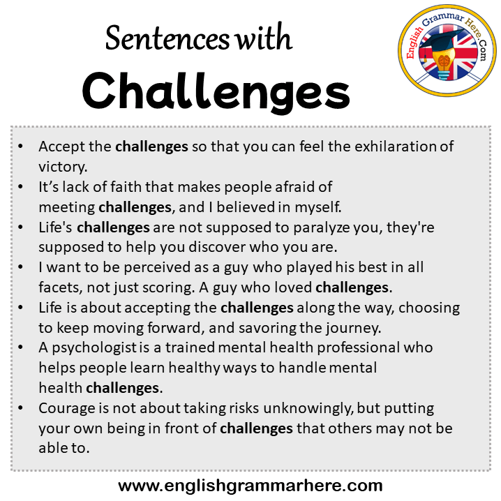 Sentences with Challenges, Challenges in a Sentence in English, Sentences For Challenges