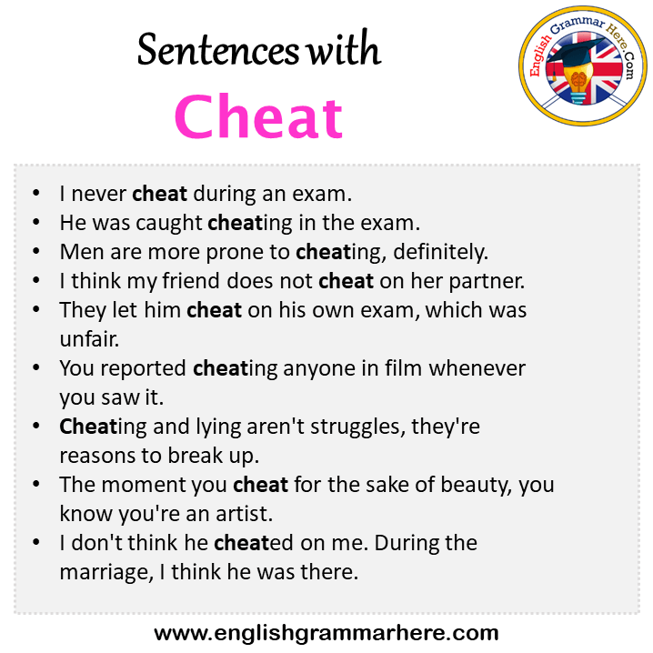 Sentences with Cheat, Cheat in a Sentence in English, Sentences For Cheat