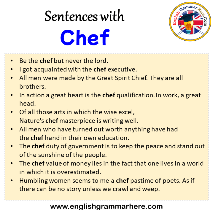 Sentences with Chef, Chef in a Sentence in English, Sentences For Chef