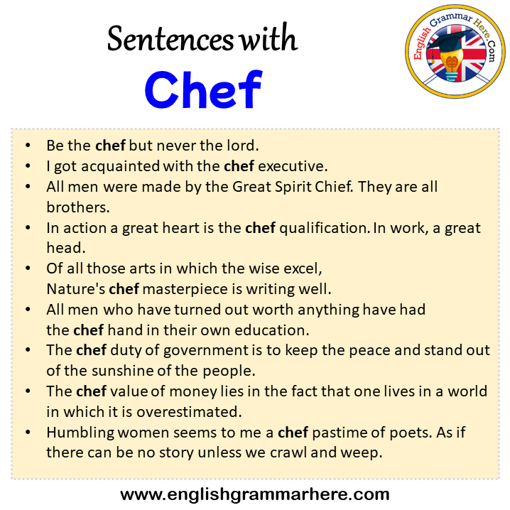 Simple Sentences About Chef Shop Official | brunofuga.adv.br