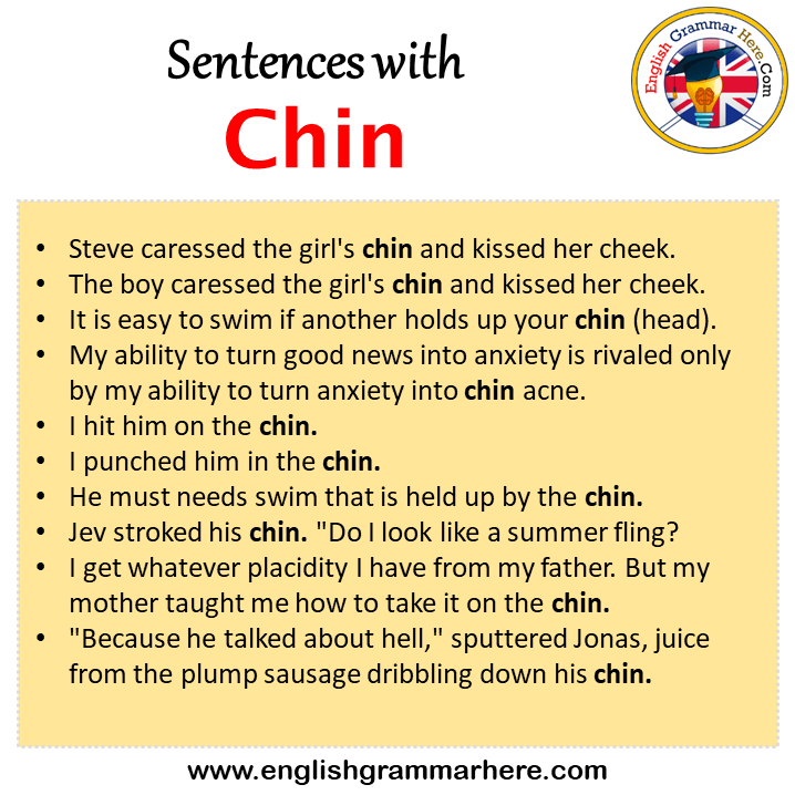 Sentences with Chin, Chin in a Sentence in English, Sentences For Chin