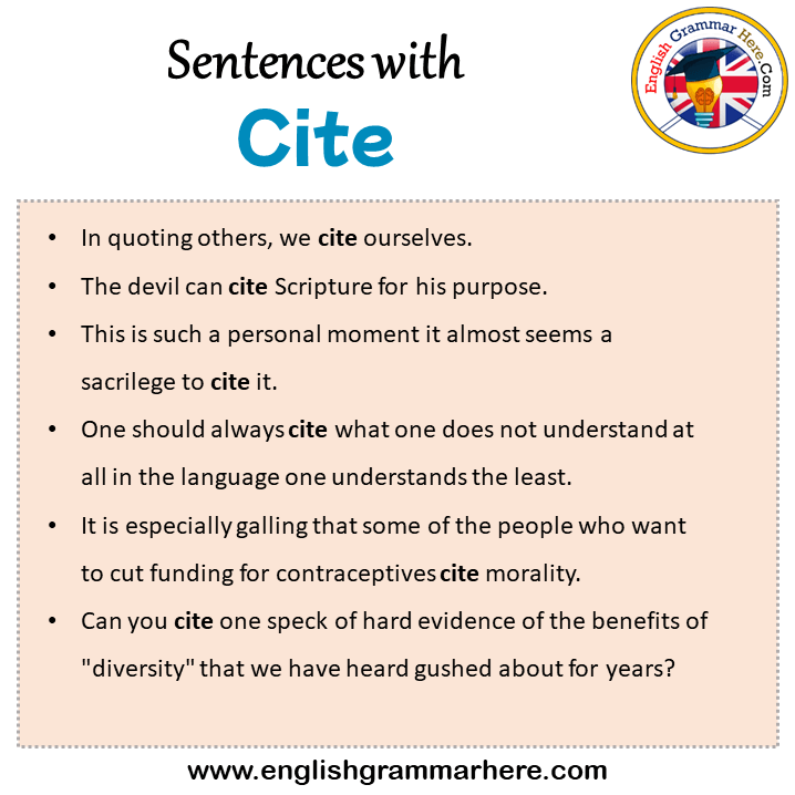 Sentences with Cite, Cite in a Sentence in English, Sentences For Cite