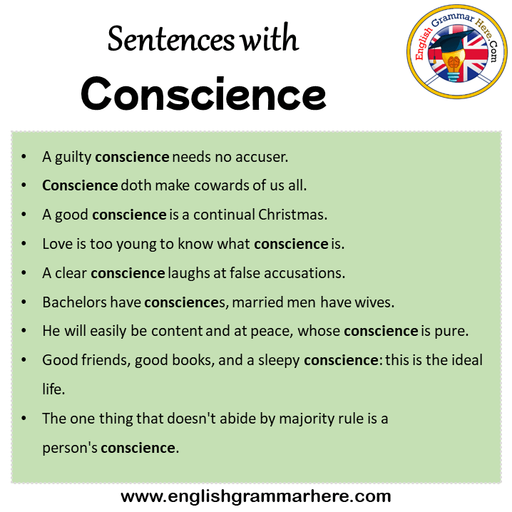 Sentences with Conscience, Conscience in a Sentence in English, Sentences For Conscience