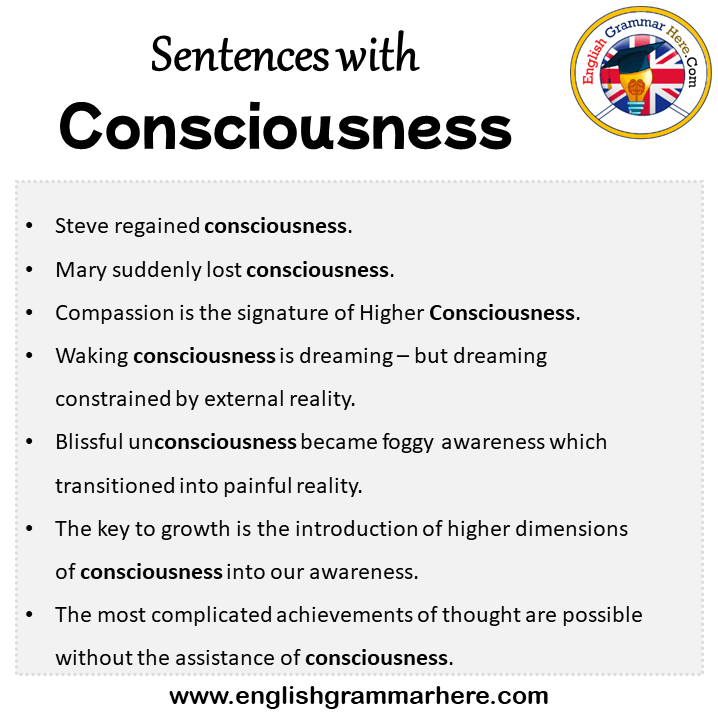 Sentences with Consciousness, Consciousness in a Sentence in English, Sentences For Consciousness