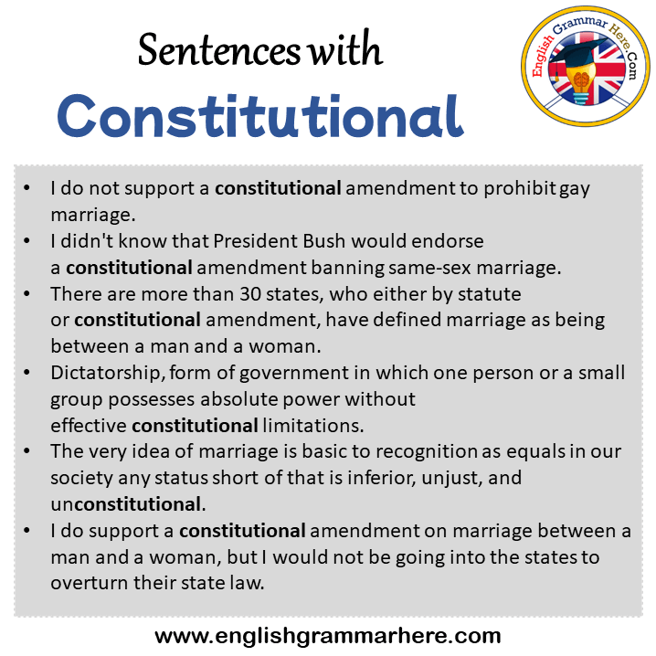 Sentences with Constitutional, Constitutional in a Sentence in English, Sentences For Constitutional
