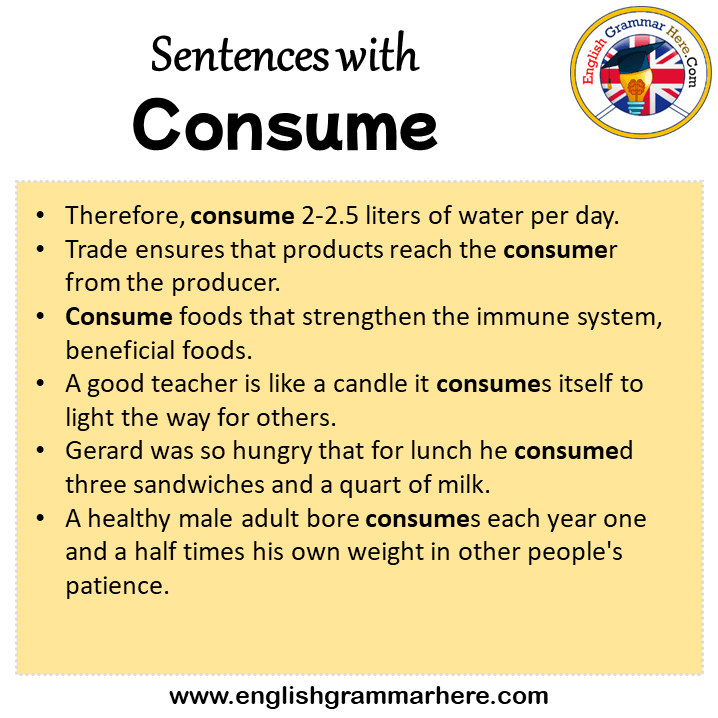 Sentences with Consume, Consume in a Sentence in English, Sentences For Consume
