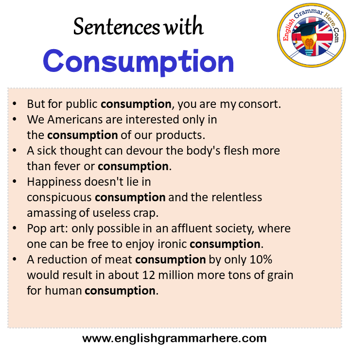 Sentences with Consumption, Consumption in a Sentence in English, Sentences For Consumption