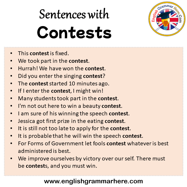 Sentences with Contests, Contests in a Sentence in English, Sentences For Contests