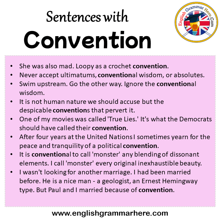 Sentences with Convention, Convention in a Sentence in English, Sentences For Convention