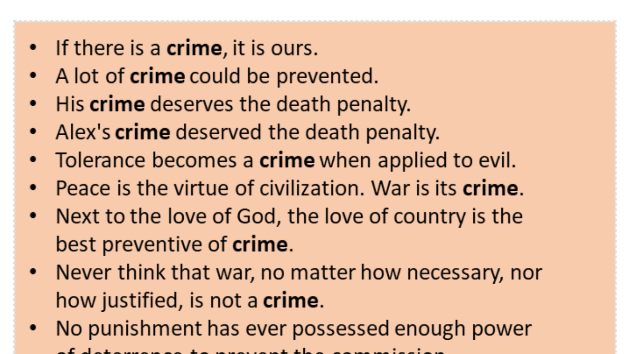 Sentences with Crime, Crime in a Sentence in English, Sentences For Crime -  English Grammar Here