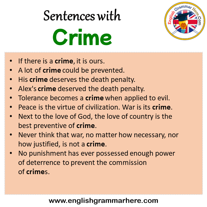 Sentences with Crime, Crime in a Sentence in English, Sentences For Crime