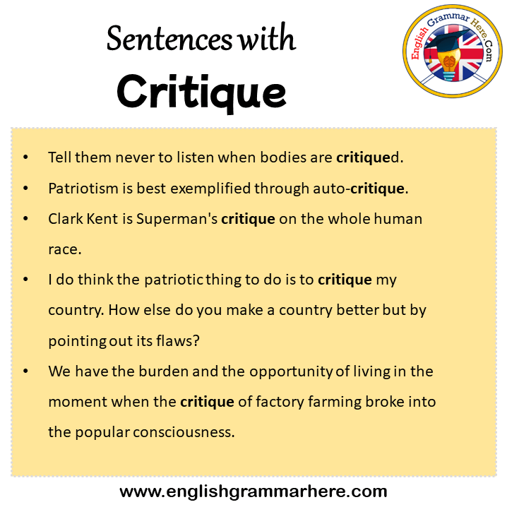 Sentences with Critique, Critique in a Sentence in English, Sentences For Critique
