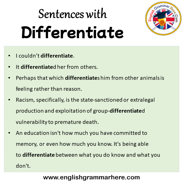 Sentences With Differentiate Differentiate In A Sentence In English Sentences For 