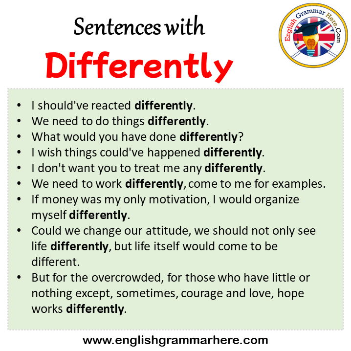 Sentences with Differently, Differently in a Sentence in English, Sentences For Differently