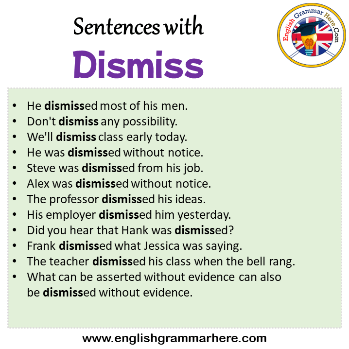 Define Dismiss, Dismiss Meaning, Dismiss Examples, Dismiss Synonyms, Dismiss  Images, Dismiss Vernacular, Dismiss Usage, Dismiss Rootwords