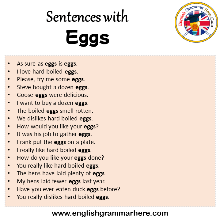 Sentences with Eggs, Eggs in a Sentence in English, Sentences For Eggs