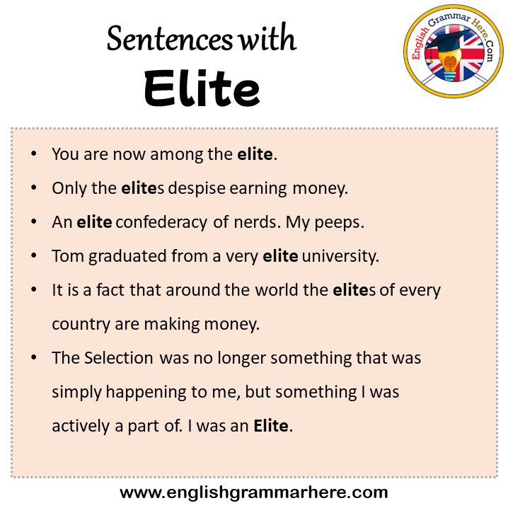 Sentences with Elite, Elite in a Sentence in English, Sentences For Elite
