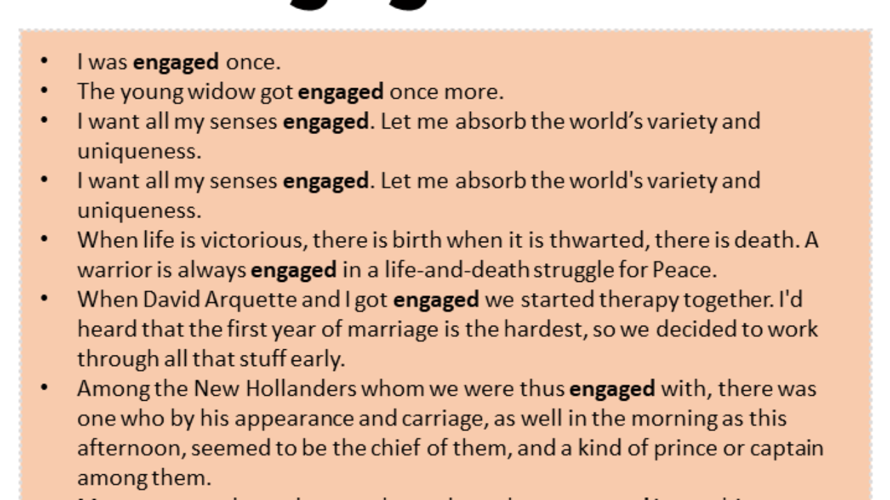 Sentences with Engaged, Engaged in a Sentence in English, Sentences For  Engaged - English Grammar Here
