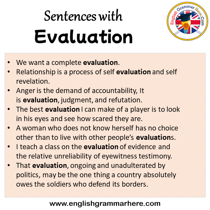 Sentences with Evaluation, Evaluation in a Sentence in English, Sentences For Evaluation