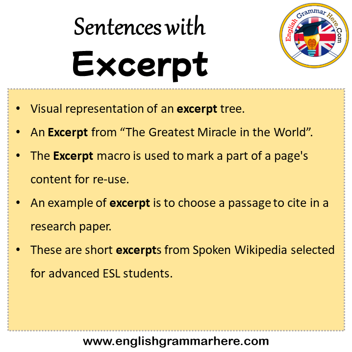 Sentences with Excerpt, Excerpt in a Sentence in English, Sentences For ...