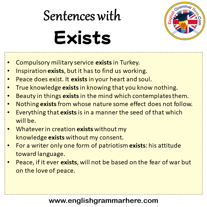Sentences with Exists, Exists in a Sentence in English, Sentences For Exists