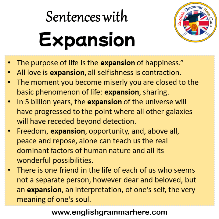 Sentences with Expansion, Expansion in a Sentence in English, Sentences For Expansion