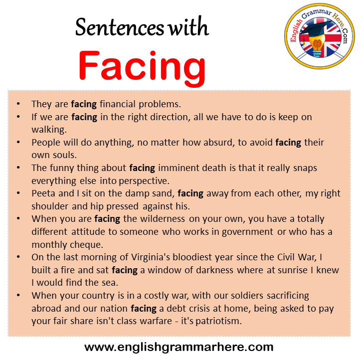 Sentences with Facing, Facing in a Sentence in English, Sentences For Facing
