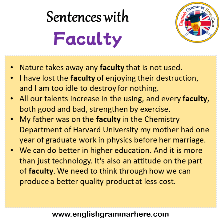 Sentences with Faculty, Faculty in a Sentence in English, Sentences For Faculty