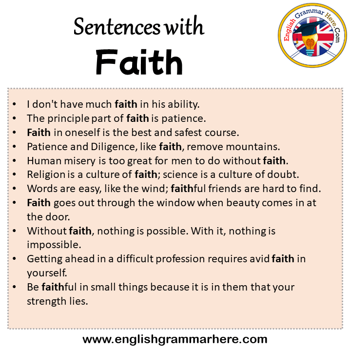 Sentences with Faith, Faith in a Sentence in English, Sentences For Faith