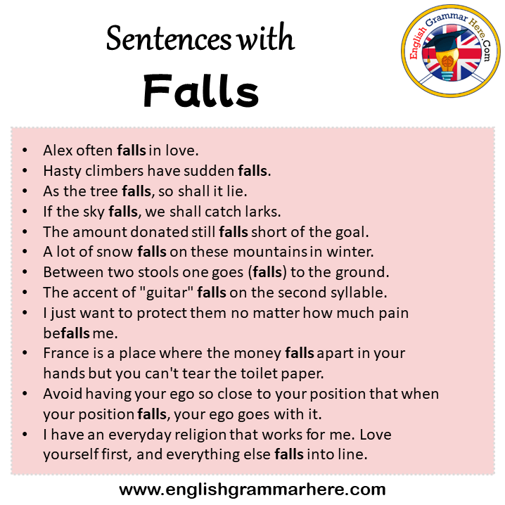 Sentences with Falls, Falls in a Sentence in English, Sentences For Falls