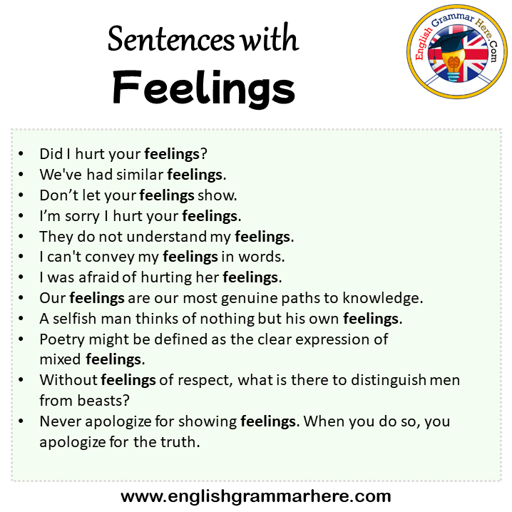 Sentences with Feelings, Feelings in a Sentence in English, Sentences For Feelings
