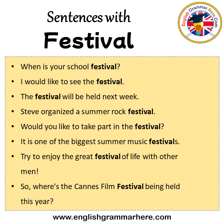 Sentences with Festival, Festival in a Sentence in English, Sentences For Festival