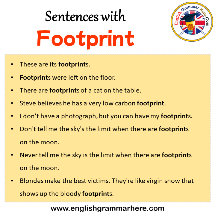 Sentences with Footprint, Footprint in a Sentence in English, Sentences For Footprint