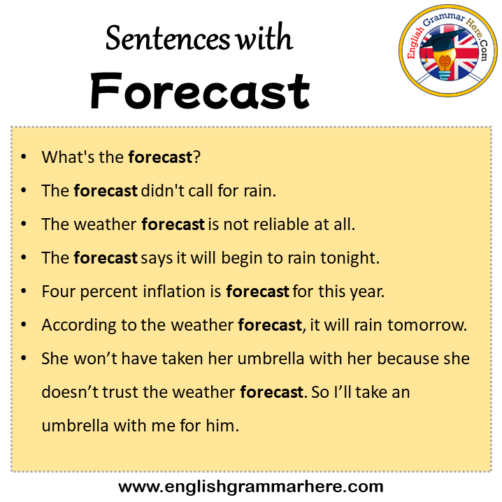 Sentences with Forecast, Forecast in a Sentence in English, Sentences For Forecast