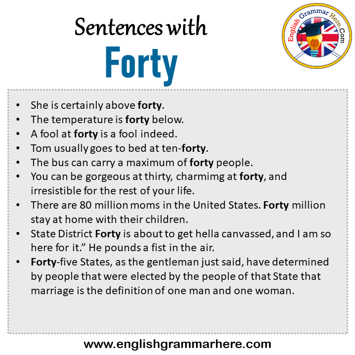 Sentences with Forty, Forty in a Sentence in English, Sentences For Forty