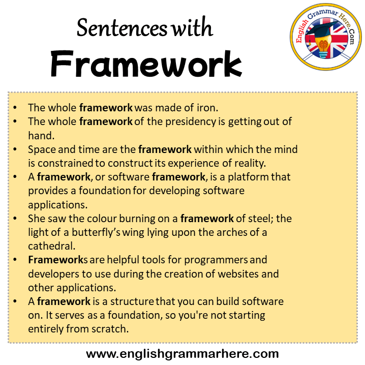 Sentences with Framework, Framework in a Sentence in English, Sentences For Framework