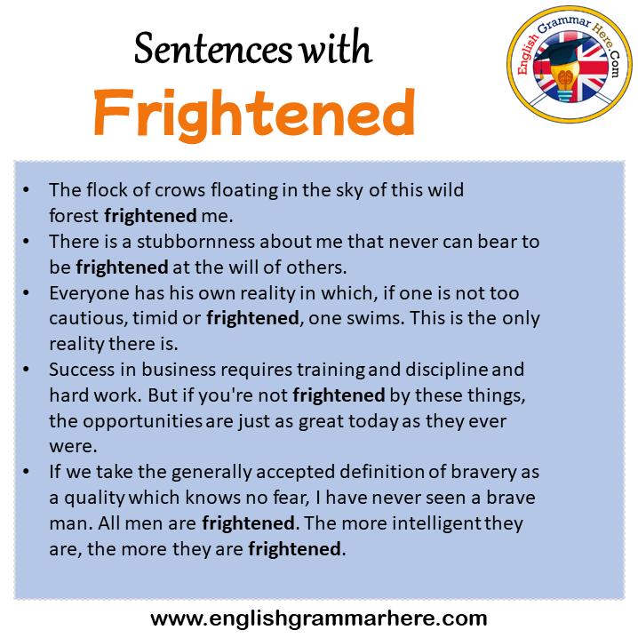 Sentences with Frightened, Frightened in a Sentence in English, Sentences For Frightened