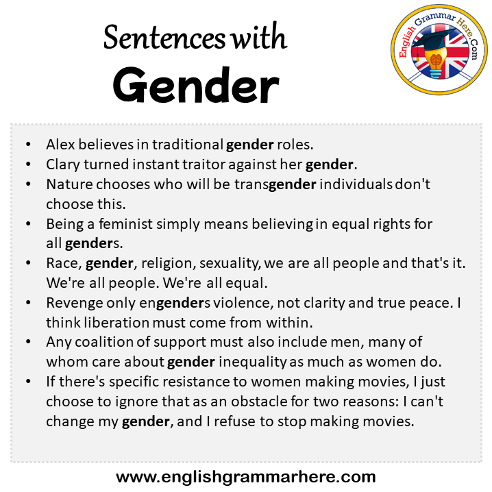 Sentences with Gender, Gender in a Sentence in English, Sentences For Gender