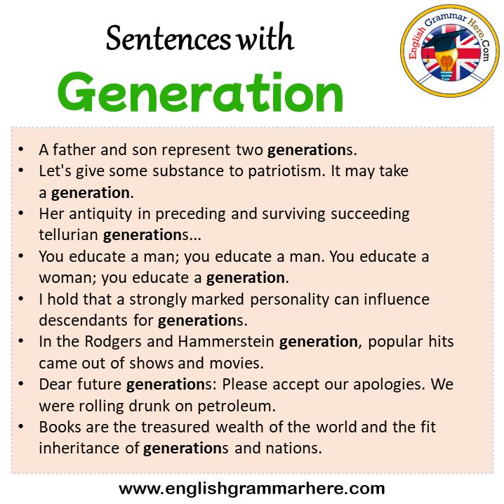 Sentences with Generation, Generation in a Sentence in English, Sentences For Generation