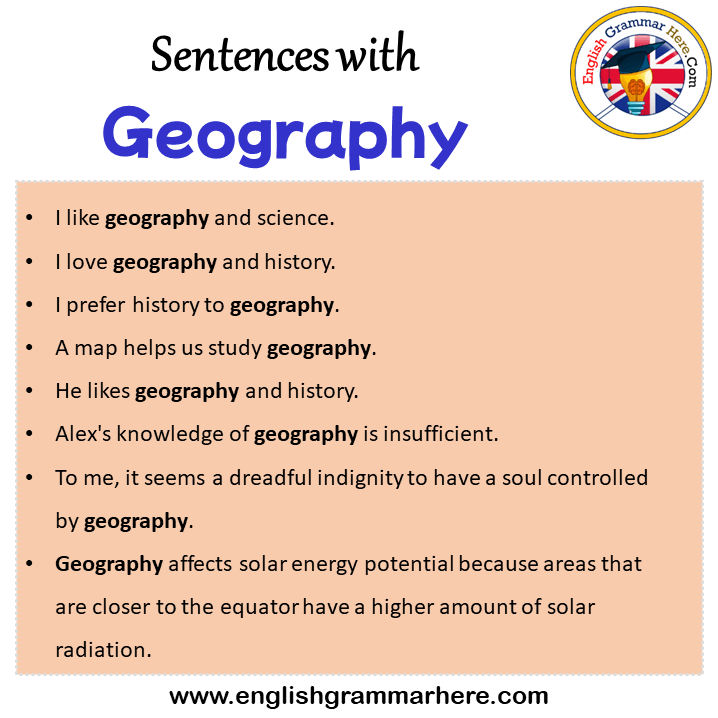 Sentences with Geography, Geography in a Sentence in English, Sentences For Geography