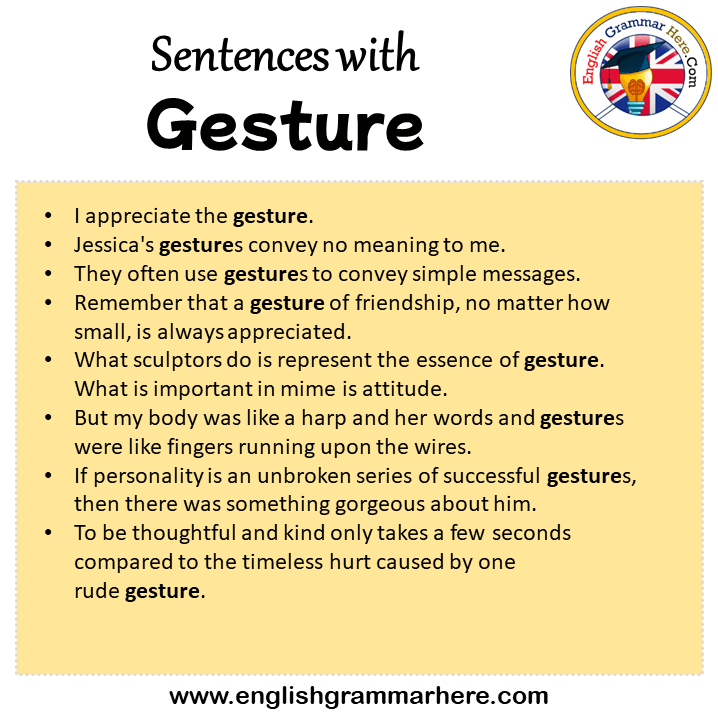 Sentences with Gesture, Gesture in a Sentence in English, Sentences For Gesture